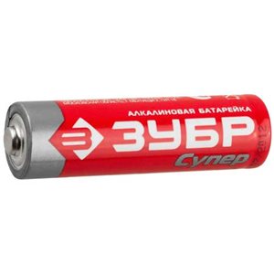 Батарейка Зубр "TURBO" щелочная, тип AA, 1,5В, 4шт