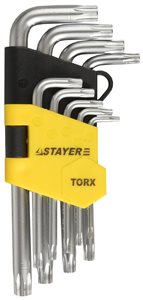 Набор STAYER ключей имбусовых коротких, Т10-Т50мм, 9шт.