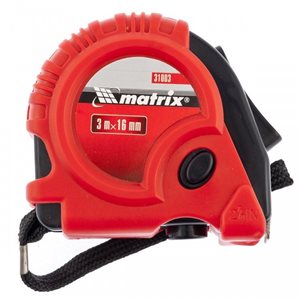 Рулетка MATRIX Rubber, обрезиненный корпус, 3м х 16мм	