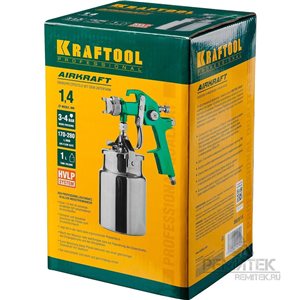Пистолет KRAFTOOL AirKraft, HVLP краскораспылительный с нижним бачком, 1,4мм