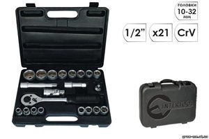 Набор инструментов, 1/2", 1/4",  CrV, пластиковый кейс  94 предм.12 гр. головки// STELS