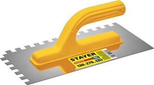 Гладилка STAYER "MASTER" стальная с пластмассовой ручкой, зубчатая зуб 10*10 130х270мм