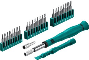 Отвертка Kraftool для точных работ со сменными битами, 28 предм.