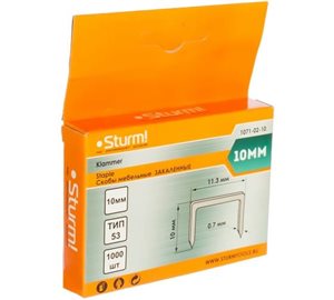 Скобы Sturm , тип 53,закаленные, 10 мм, 1000 шт