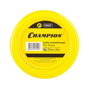 Леска для триммера CHAMPION звезда, 2мм х 60 м