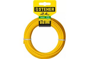 Леска для триммера STEHER витой квадрат, 2,4мм х 15м