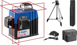 Лазерный нивелир "ЗУБР" "Крест-3D" №2, 20 - 70 м