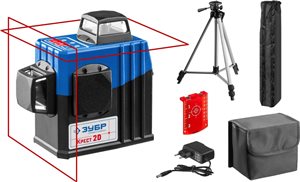Лазерный нивелир ЗУБР "Крест-2D", №2, 20 - 70 мм, штатив