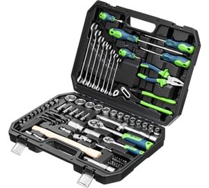 Набор инструментов Сибртех 1/2", 1/4",  CrV, кейс, 76 предм.