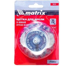 Щетка для дрели 75мм, "чашка", крученая проволока // MATRIX