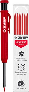 Карандаш ЗУБР автоматический АСК красный, d 2,8 мм, HB, 6 сменных грифелей
