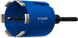 Коронка алмазная по бетону Зубр SDS+, М16, d 72 мм