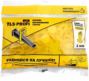 Система выравнивания плитки СВП TLS-Profi, зажим 1 мм, 100 шт. (арт. TLSZA022022)