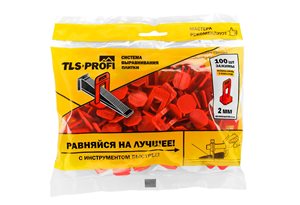 Система выравнивания плитки TLS-Profi, зажимы 2 мм, 100 шт. (арт. TLSZA042022)