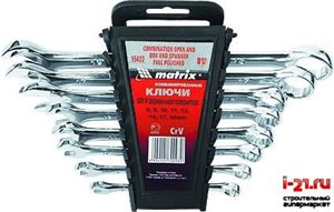 Набор ключей комбинированных, 6 - 19 мм, 8 шт., CrV, полированный хром// MATRIX
