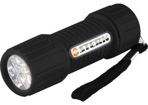 Фонарик светодиодный, чёрный корпус с мягким покрытие, 9Led, 3хААА, Stern