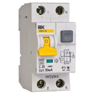 Дифф. автомат ВД1-63, 1P+N/25A 30mA (тип АС), IEK