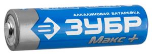 Батарейка ЗУБР "Макс-Плюс" щелочная, тип AA, 1,5В, 2шт/уп