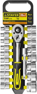 Набор STAYER, торцовые головки, 1/2", 8-32 мм, 20 предм.
