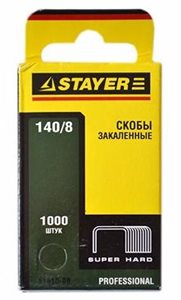 Скобы STAYER закаленные, тип 140, 6мм, 1000шт.